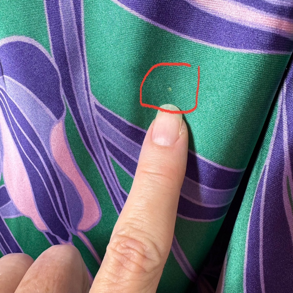 House of Harlow 1960 Satin Floral Maxi Dress Small Green Purple Slit Summer - Picture 12 of 14